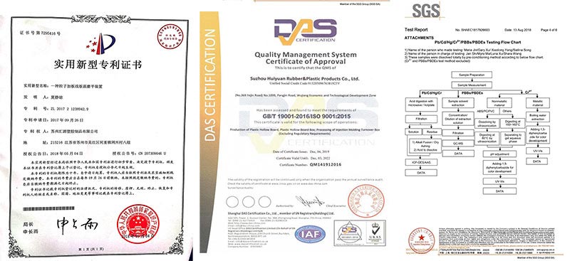 Corrugated plastic sheets certificates