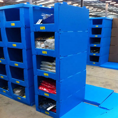 Custom stackable recyclable corrugated plastic picking bins